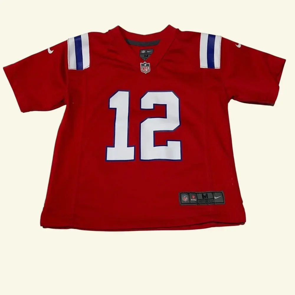 Nike Tom Brady New England Patriots Red Alternate Jersey 12 Kids Boys Youth M